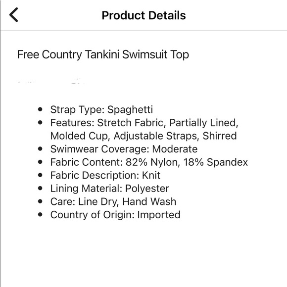 NEW FREE COUNTRY Tankini Swimsuit Top Small Blue - Picture 13 of 16